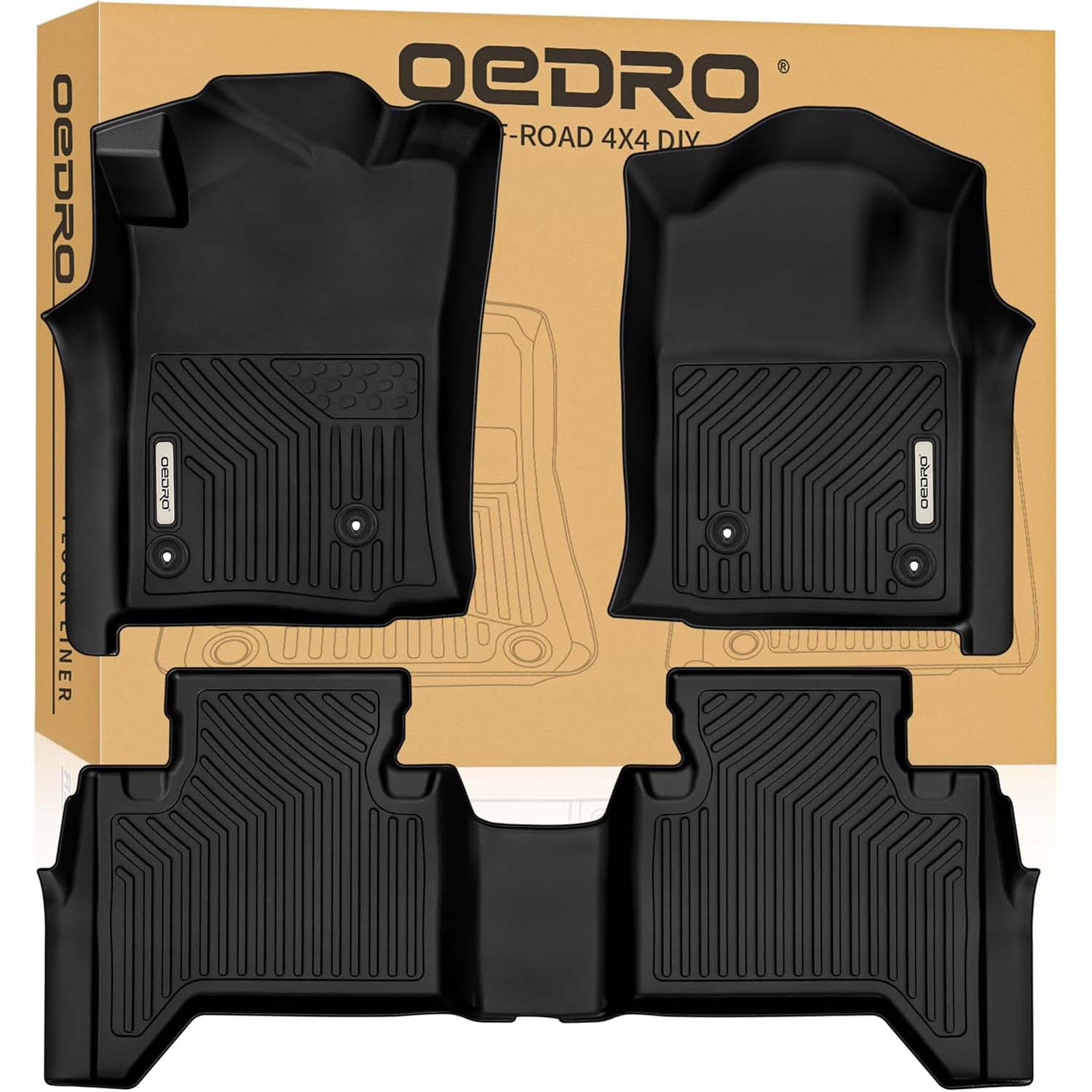 OEDRO Floor Mats for 2005-2011 Toyota Tacoma Double Cab, Custom Fit Front & 2nd Seat 2 Row Floor Liner Set
