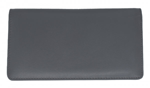 Grey Premium Leather Checkbook Cover