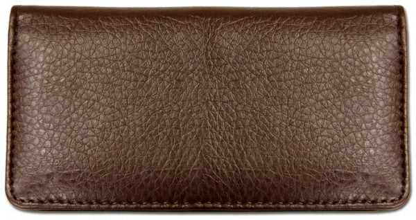 Dark Brown Textured Leather Checkbook Cover