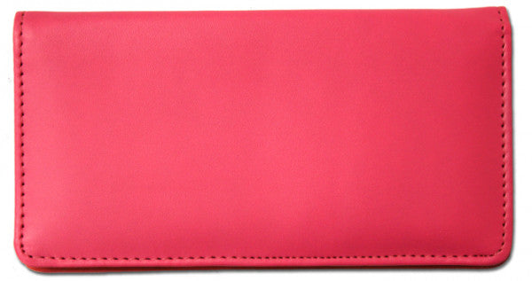 Hot Pink Smooth Leather Checkbook Cover