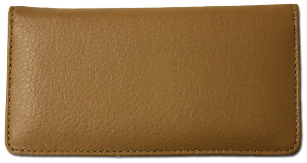 Tan Textured Leather Checkbook Cover