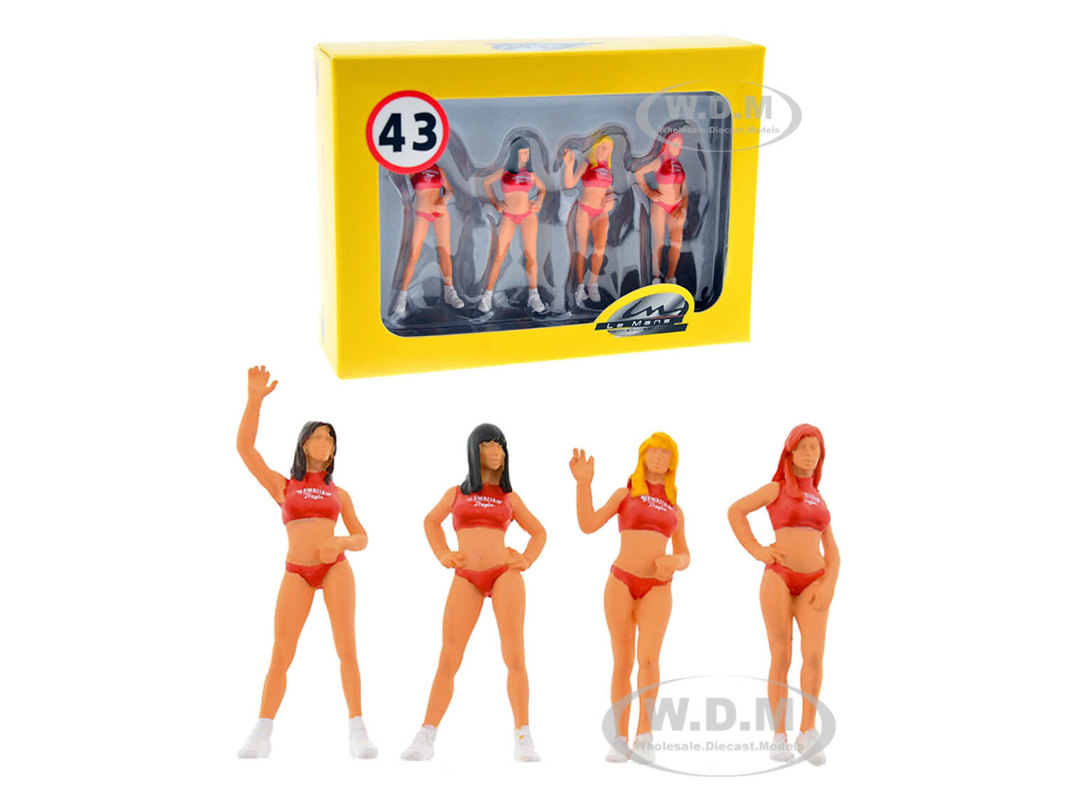 "Hawaiian Tropic Girls" Set of 4 Figurines for 143 Scale Model Cars by Le Mans Miniatures