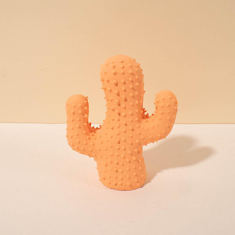 Cactus Shaped Squeaky Dog Toy, Cactus Orange