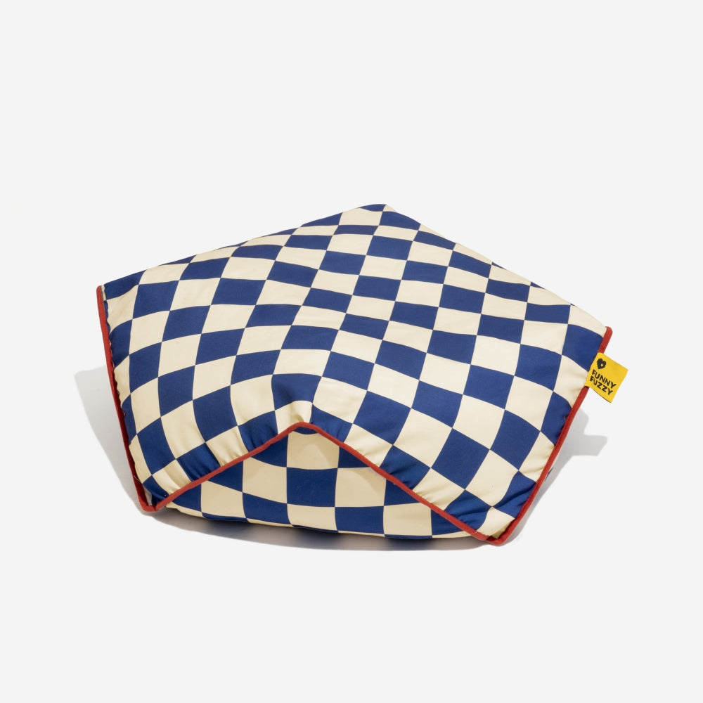 FunnyFuzzy Polygonal  Calming Bean Bag Dog Bed, Checkerboard - M