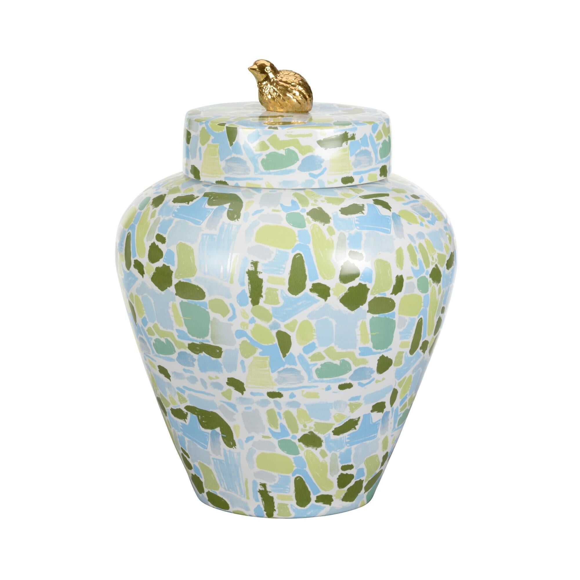 Chelsea House Lumberton Jar With Lid - Blue-Green Vase-Urn Lumberton - 385377 - Transitional