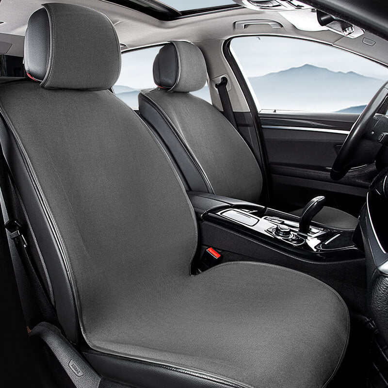 Chenille Anti-scratch Breathable Seat Protective Front Car Seat Cover Full Set, Grey - Two Seat
