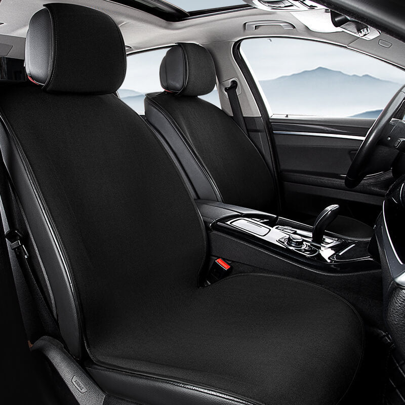 Chenille Anti-scratch Breathable Seat Protective Front Car Seat Cover Full Set, Black - Two Seat