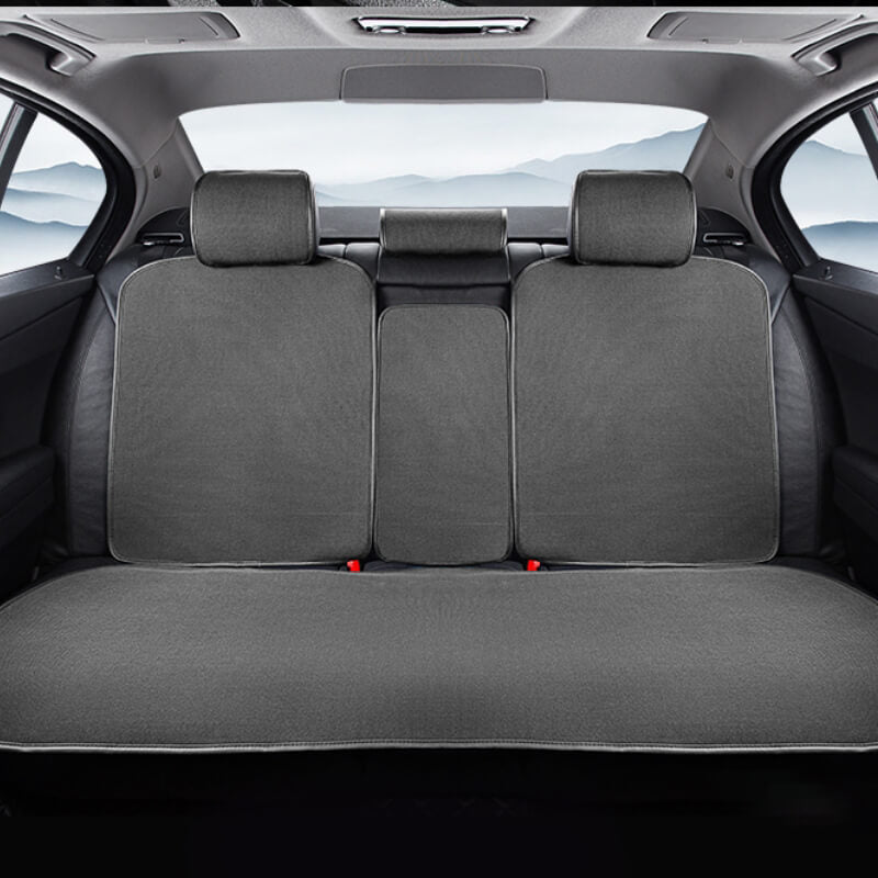 Chenille Anti-scratch Breathable Seat Protective Front Car Seat Cover Full Set, Grey - Rear Seat