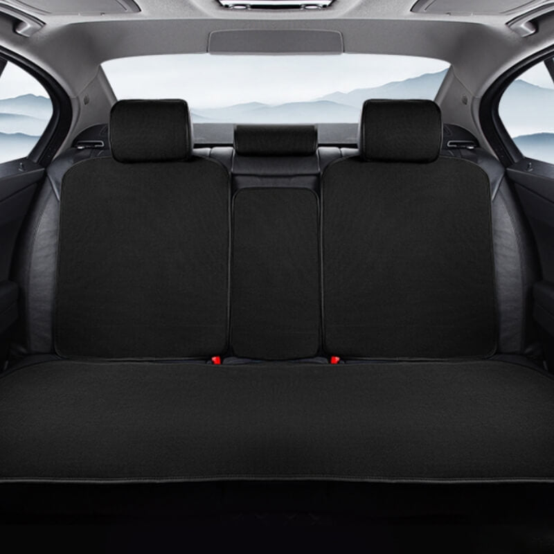 Chenille Anti-scratch Breathable Seat Protective Front Car Seat Cover Full Set, Black - Rear Seat