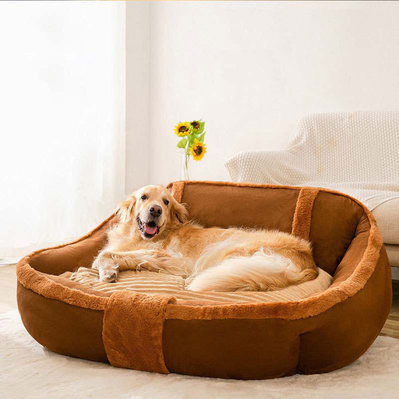 Vintage Large Cozy Calming Sofa Dog Bed, Brown - XXL
