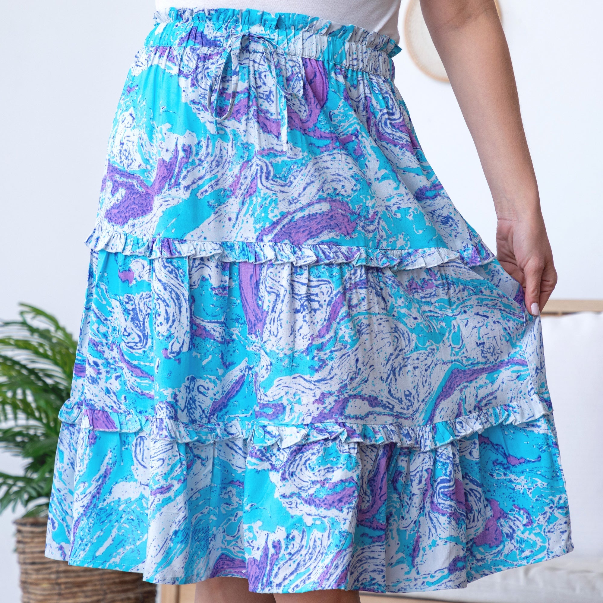 Swirl Dye Ruffle Separates - Skirt - 2X