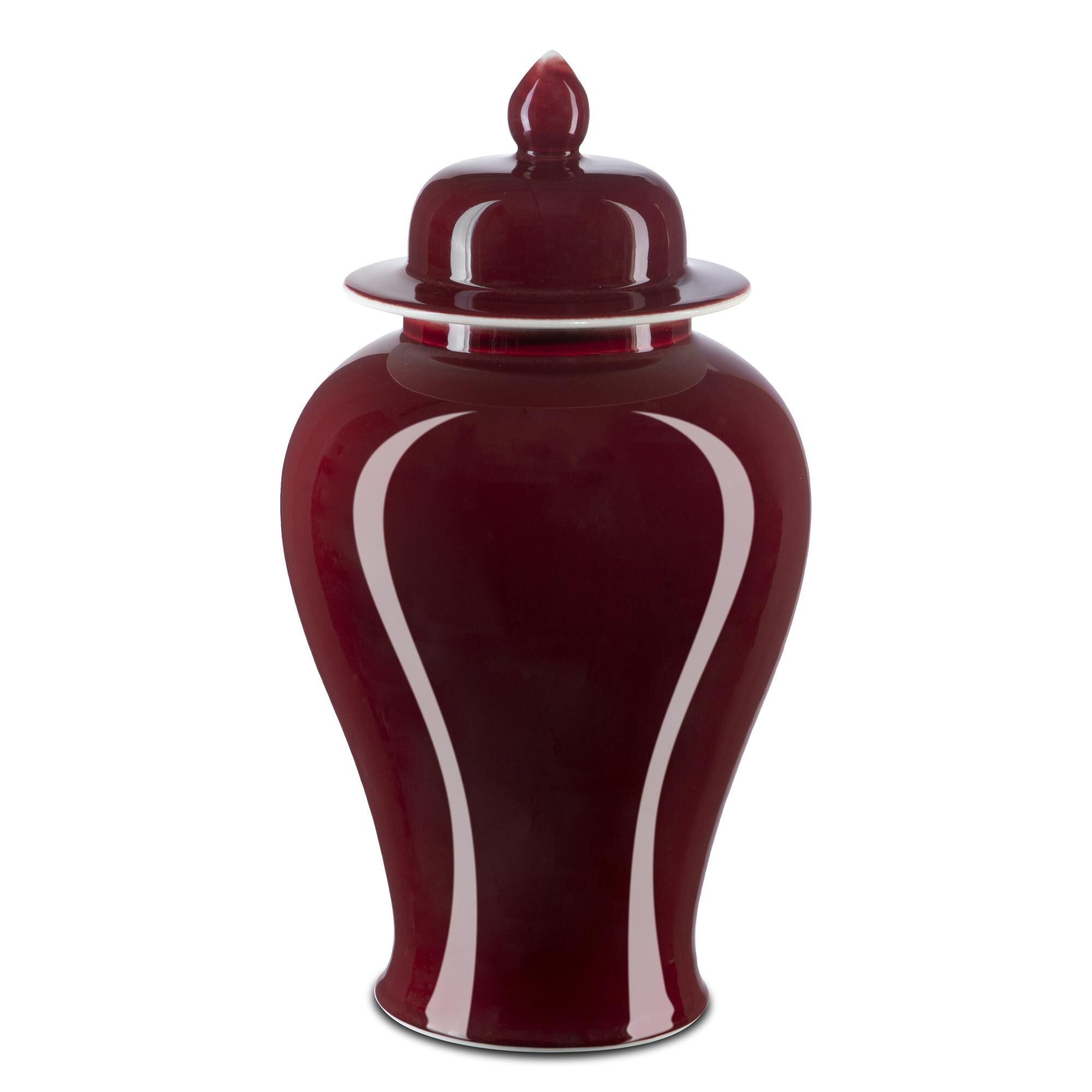 Currey and Company Oxblood Medium Temple Jar Vase-Urn Medium Temple - 1200-0685 - Asian