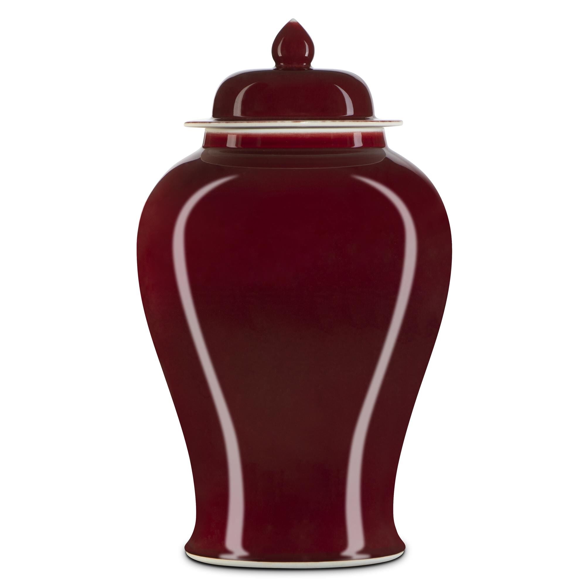 Currey and Company Oxblood Large Temple Jar Vase-Urn Large Temple - 1200-0686 - Asian
