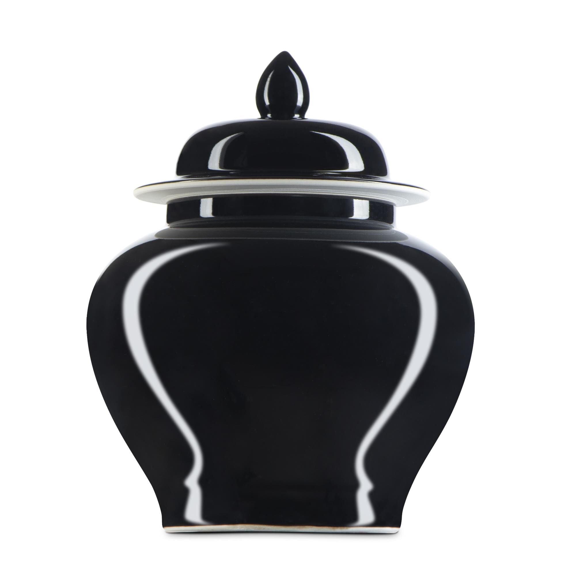 Currey and Company Imperial Black Small Temple Jar Vase-Urn Imperial Black Small Temple - 1200-0687