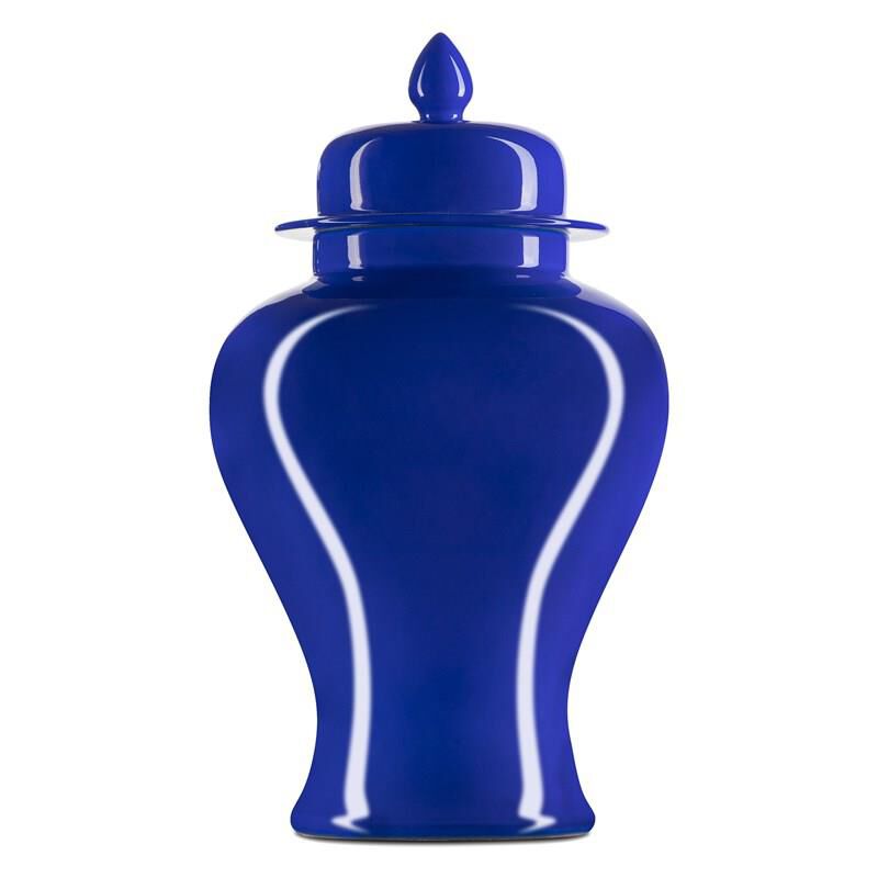 Currey and Company Ocean Blue Large Temple Jar Vase-Urn Large Temple - 1200-0706 - Asian