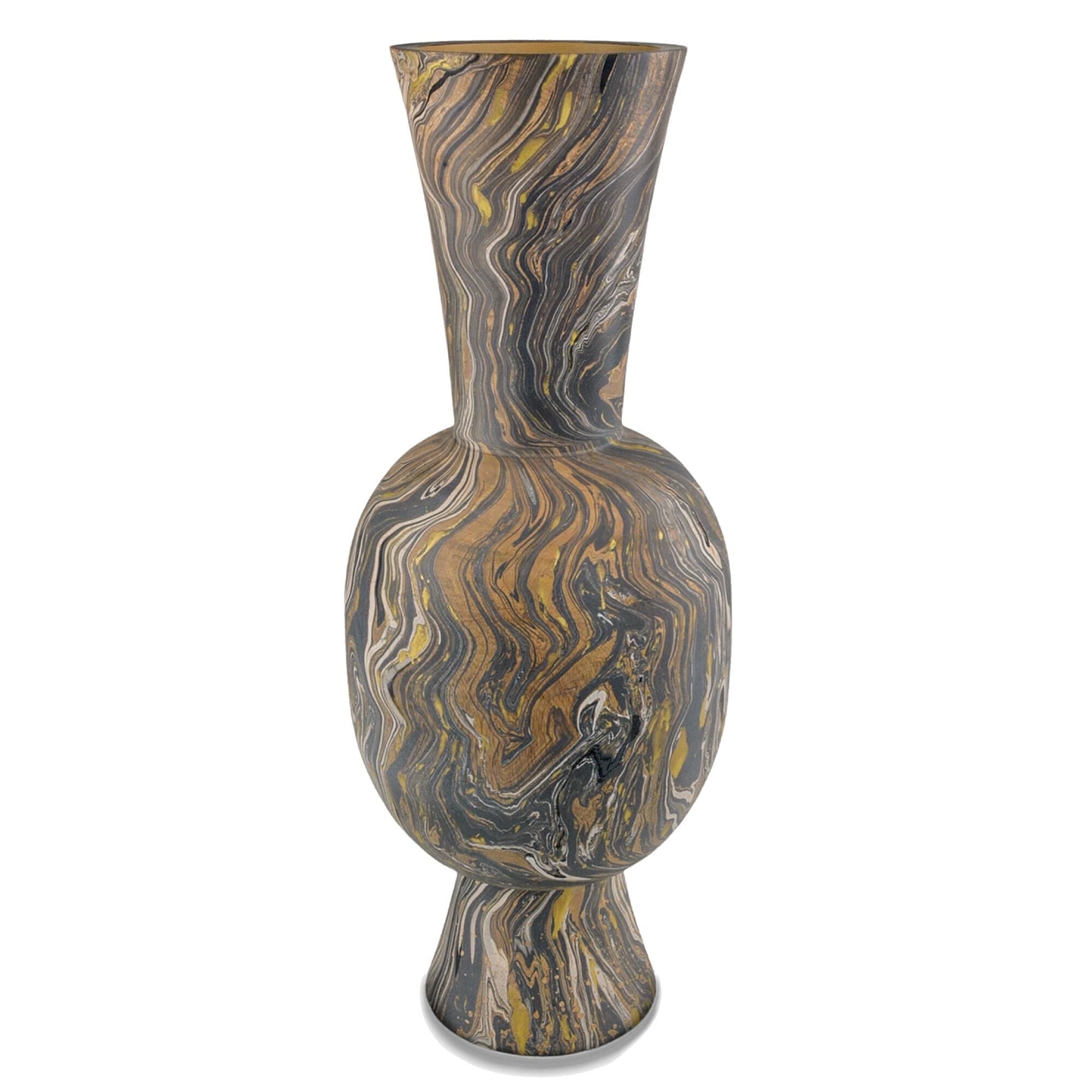 Currey and Company Brown Marbleized Tall Vase Vase-Urn Marbleized Tall - 1200-0731 - Modern Contemporary