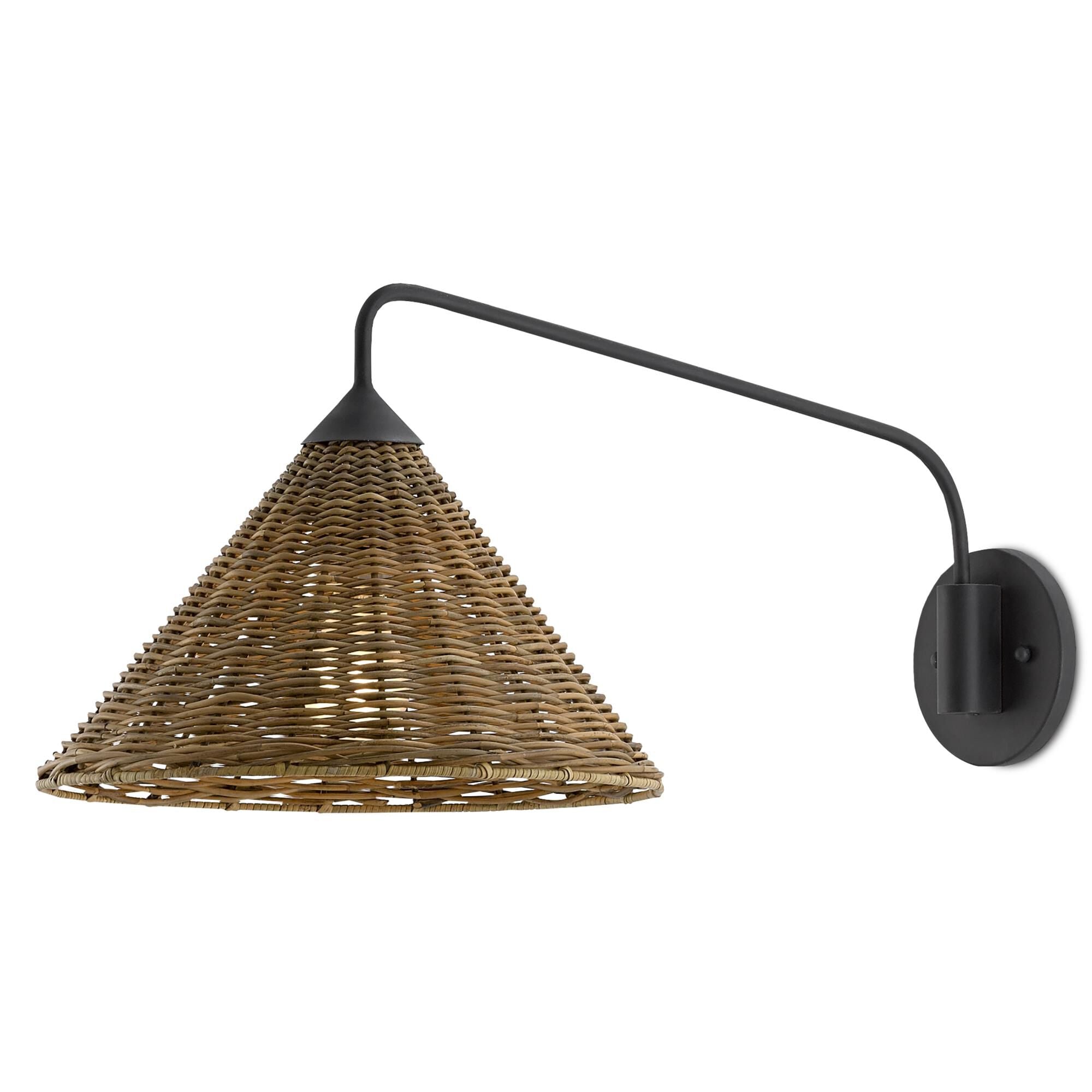 Currey and Company Basket Wall Swing Lamp Basket - 5000-0139 - Farmhouse