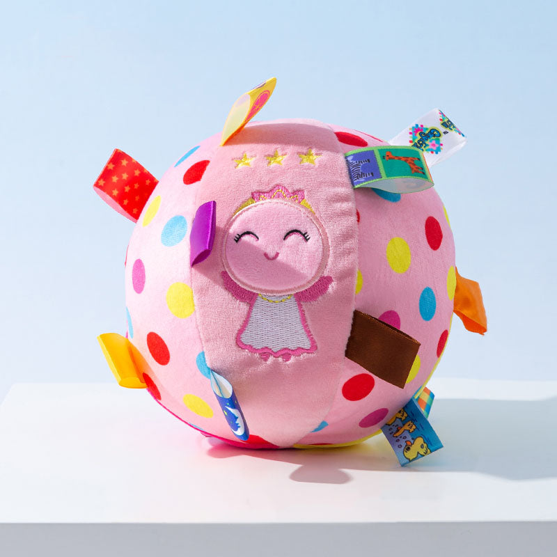 Cute Embroidered Squeaky Ball Interactive Dog Toys, Pink Angle