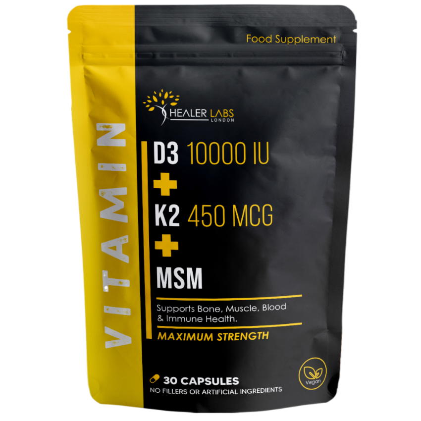 Vitamin D3 + K2 & MSM - 10,000 IU Vitamin D3, 450mcg Vitamin K2