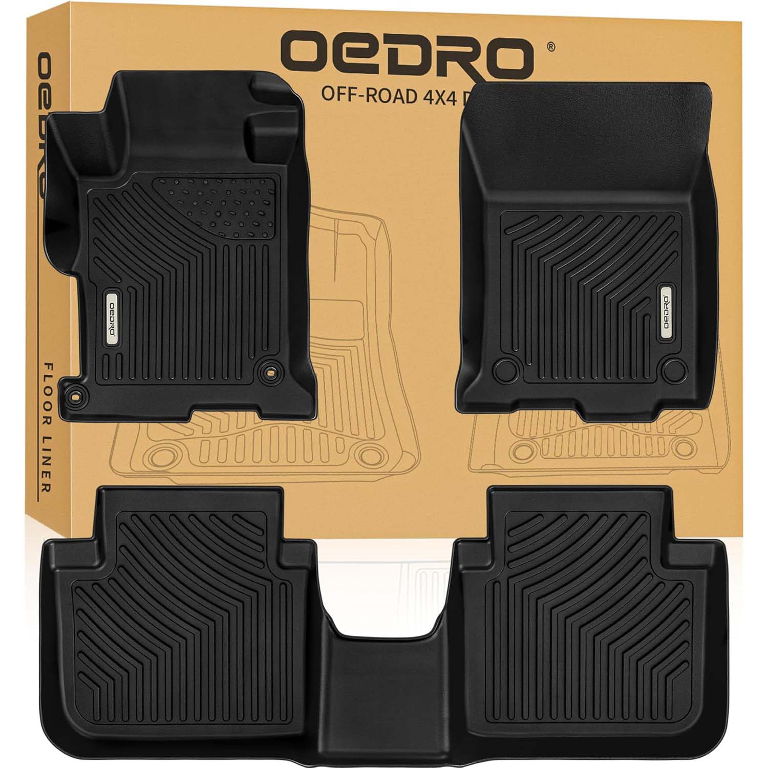 OEDRO Floor Mats for 2013-2017 Honda Accord Sedan, Black TPE All Weather Guard Liners Set