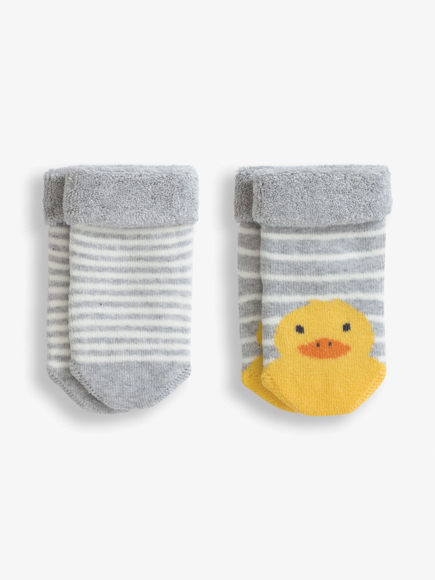 Marl Grey Duck 2-Pack Baby Socks NEWBORN