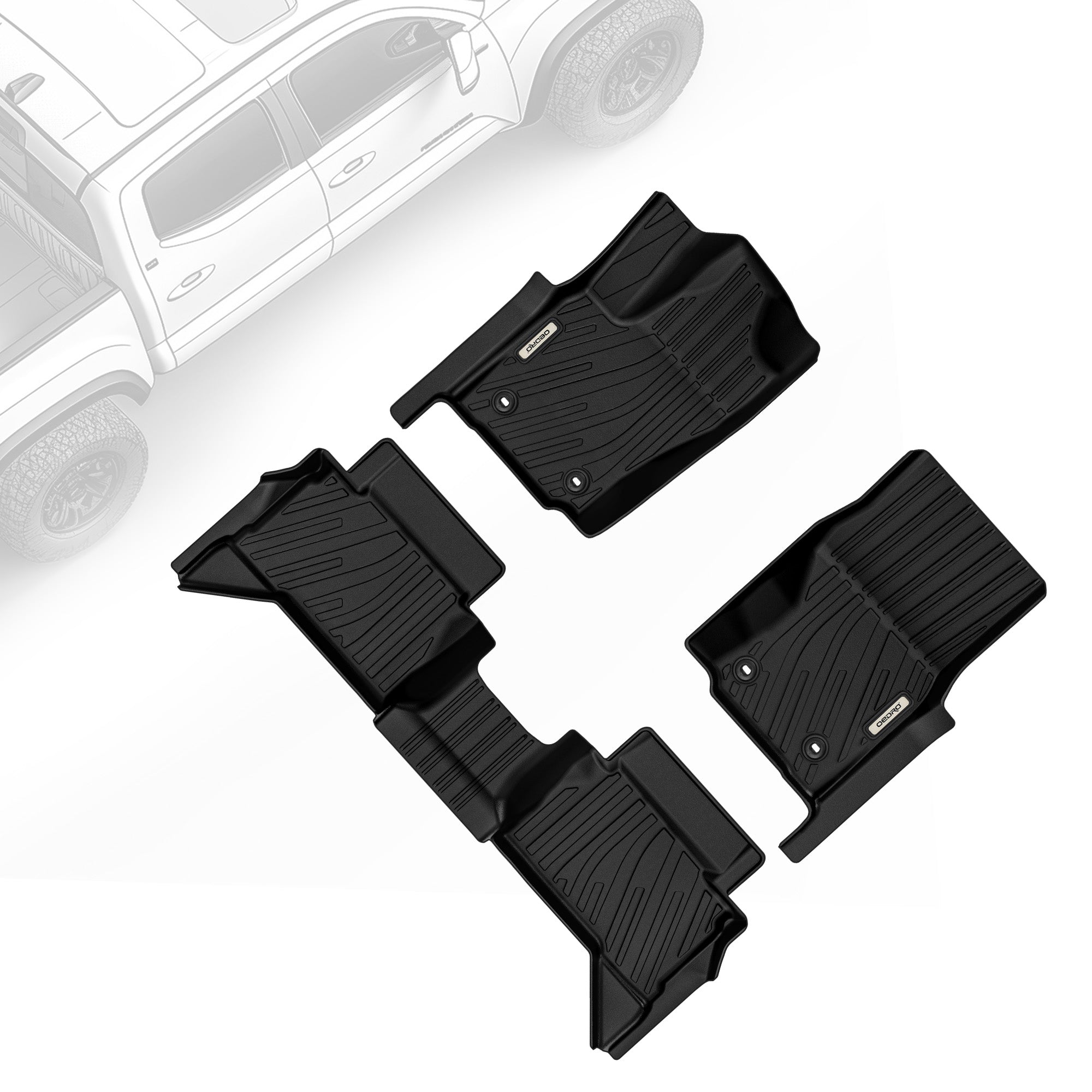 Floor Mats for Toyota Tacoma Double Cab 2024-2025 Auto Trans W- Under-Seat Storage (NOT for Hybrid), Custom Fit TPE All Weather Floor Liners Full Set