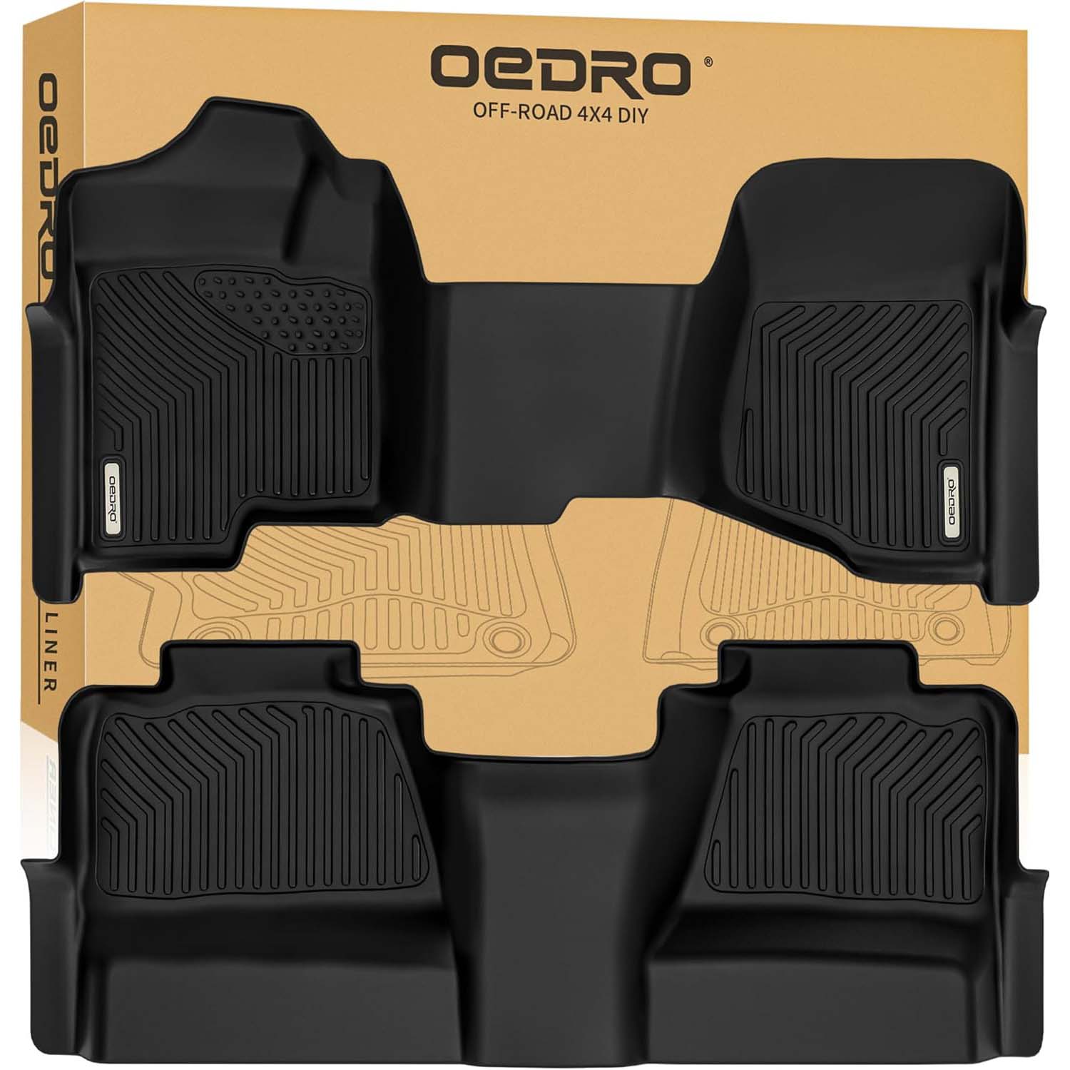 OEDRO Floor Mats for 2007-2013 Silverado-Sierra 1500, 2007-2014 Silverado-Sierra 2500-3500 HD Crew Cab