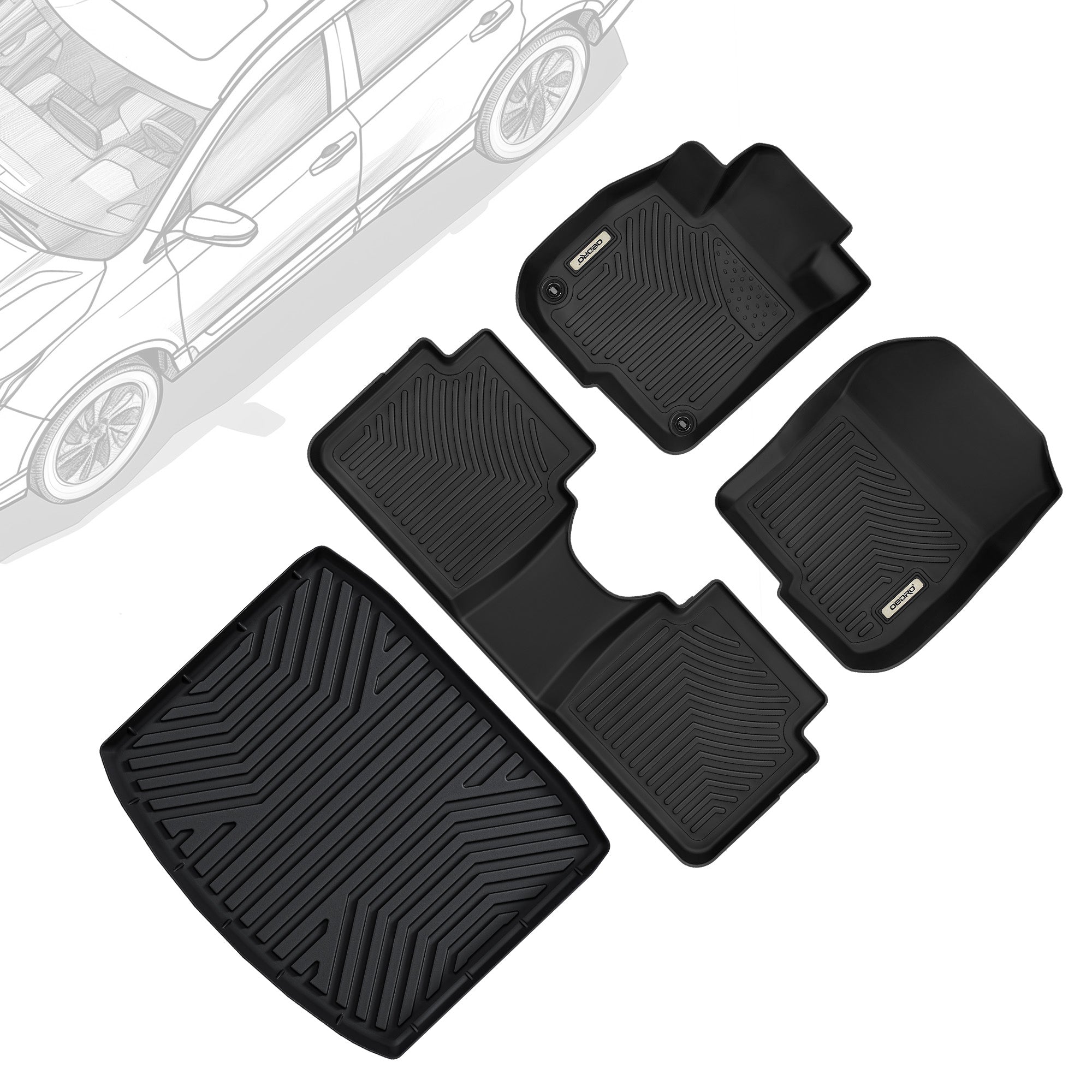 OEDRO Floor Mats 1st,2nd Row & Cargo Liner for 2017-2022 Honda CR-V