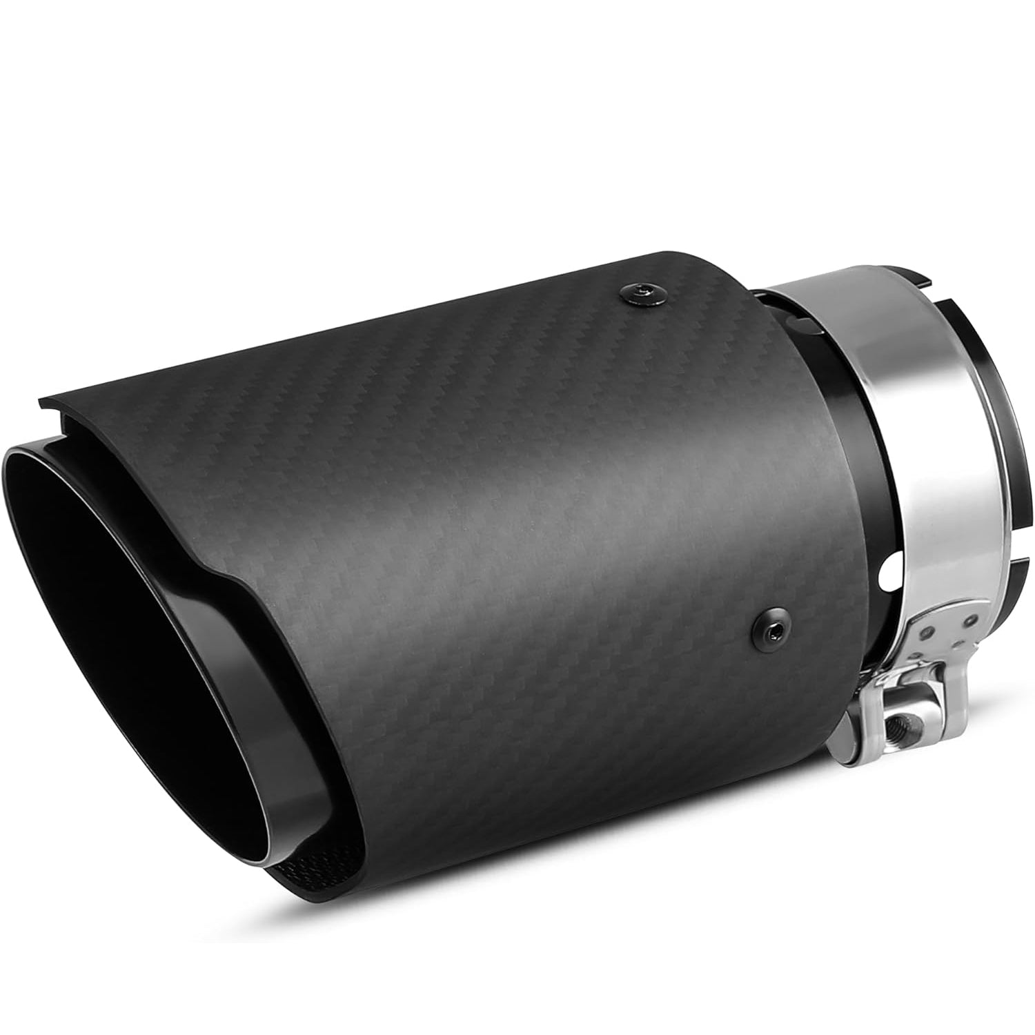 YITAMOTOR  2.5 Inch Inlet Matte Carbon Fiber Exhaust Tip, 2.5" Inlet 4" Outlet 6.6" Overall Length Stainless Steel Exhaust Tips 2.5Inch Tailpipe