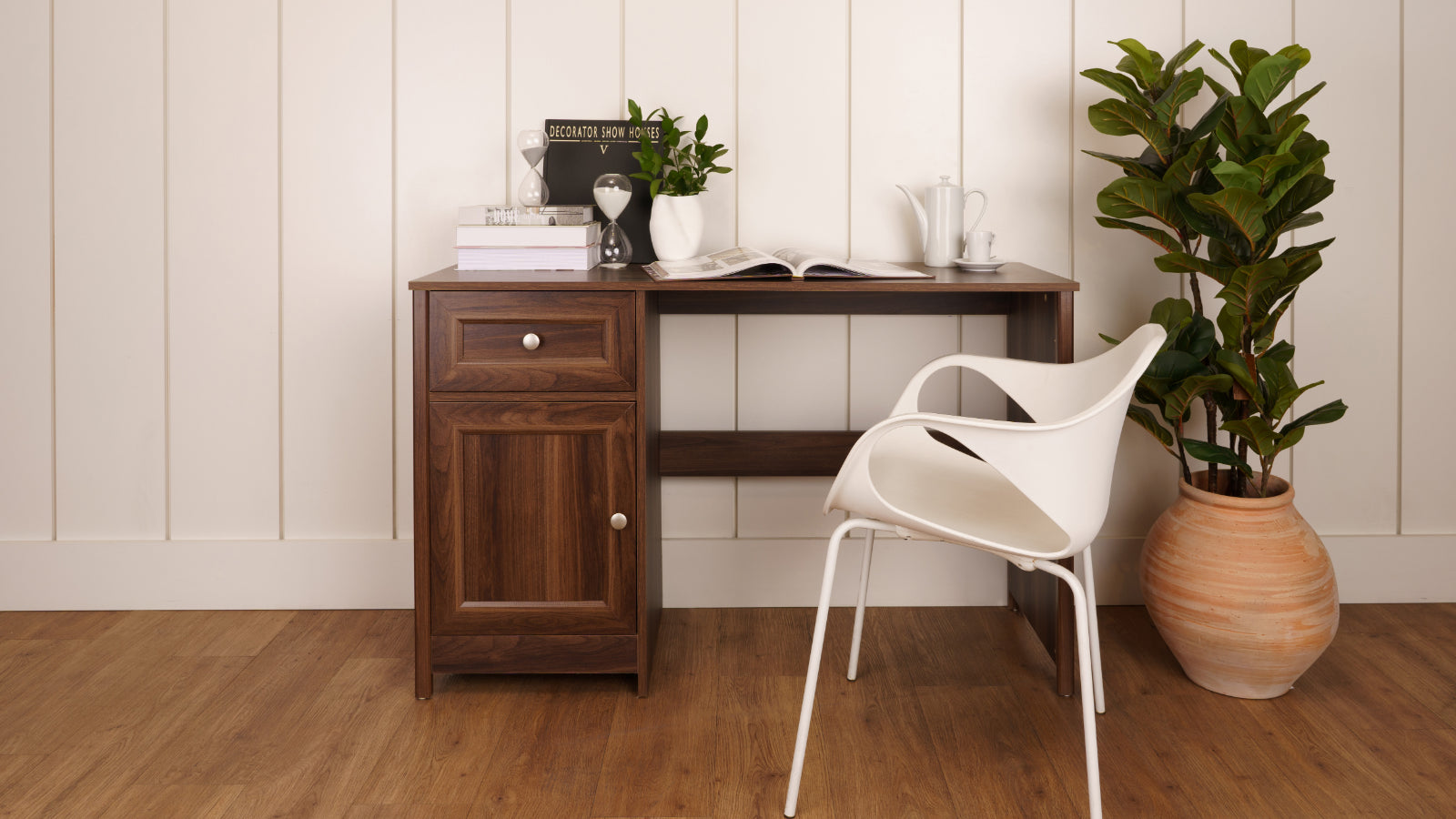 Bertolini 1 Door 1 Drawer Computer Desk Walnut