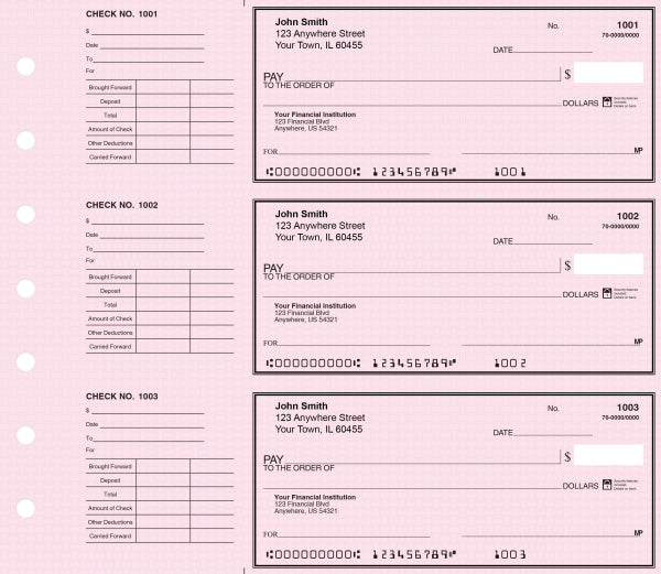 Pink Safety Deskset Personal Checks