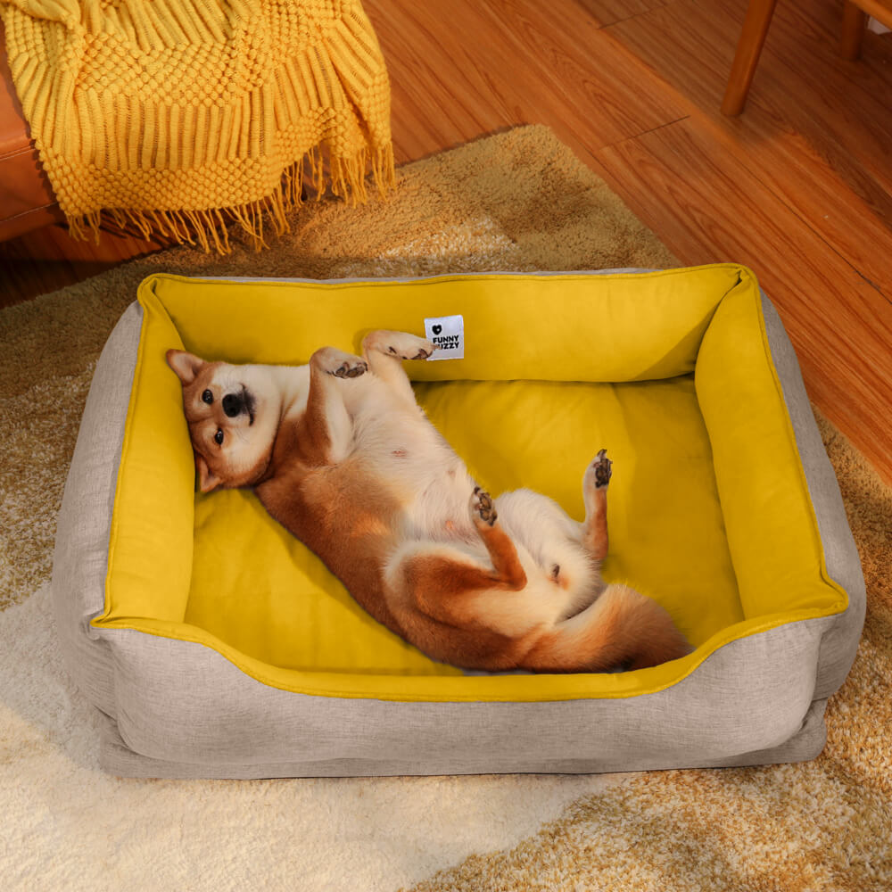Square Bread Dog Bed, Ginkgo Yellow - M