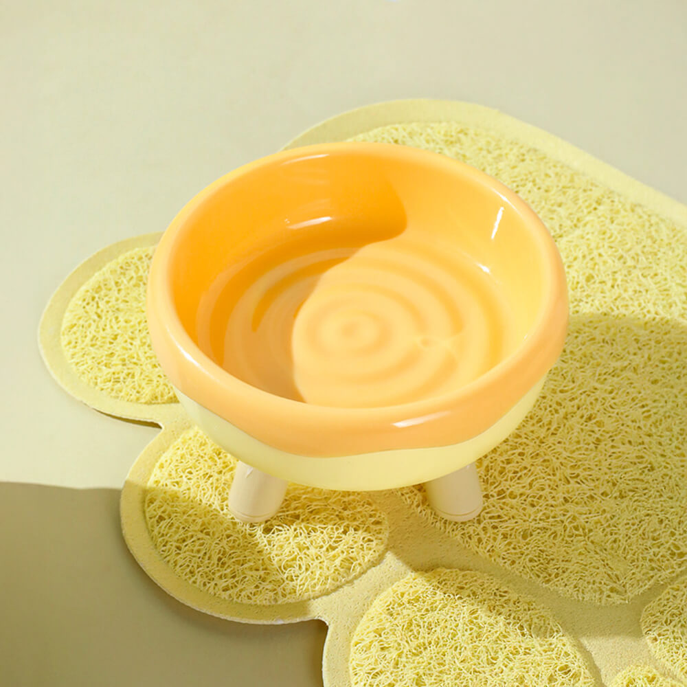 Donut Elevated Neck Guard Pet Bowl, Yellow