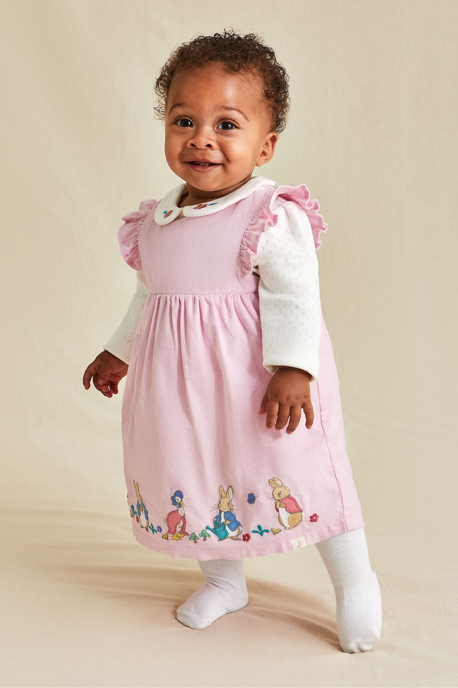 Pink Baby Peter Rabbit Embroidered Dress and Body Set 0-3 Mths Matron Inn