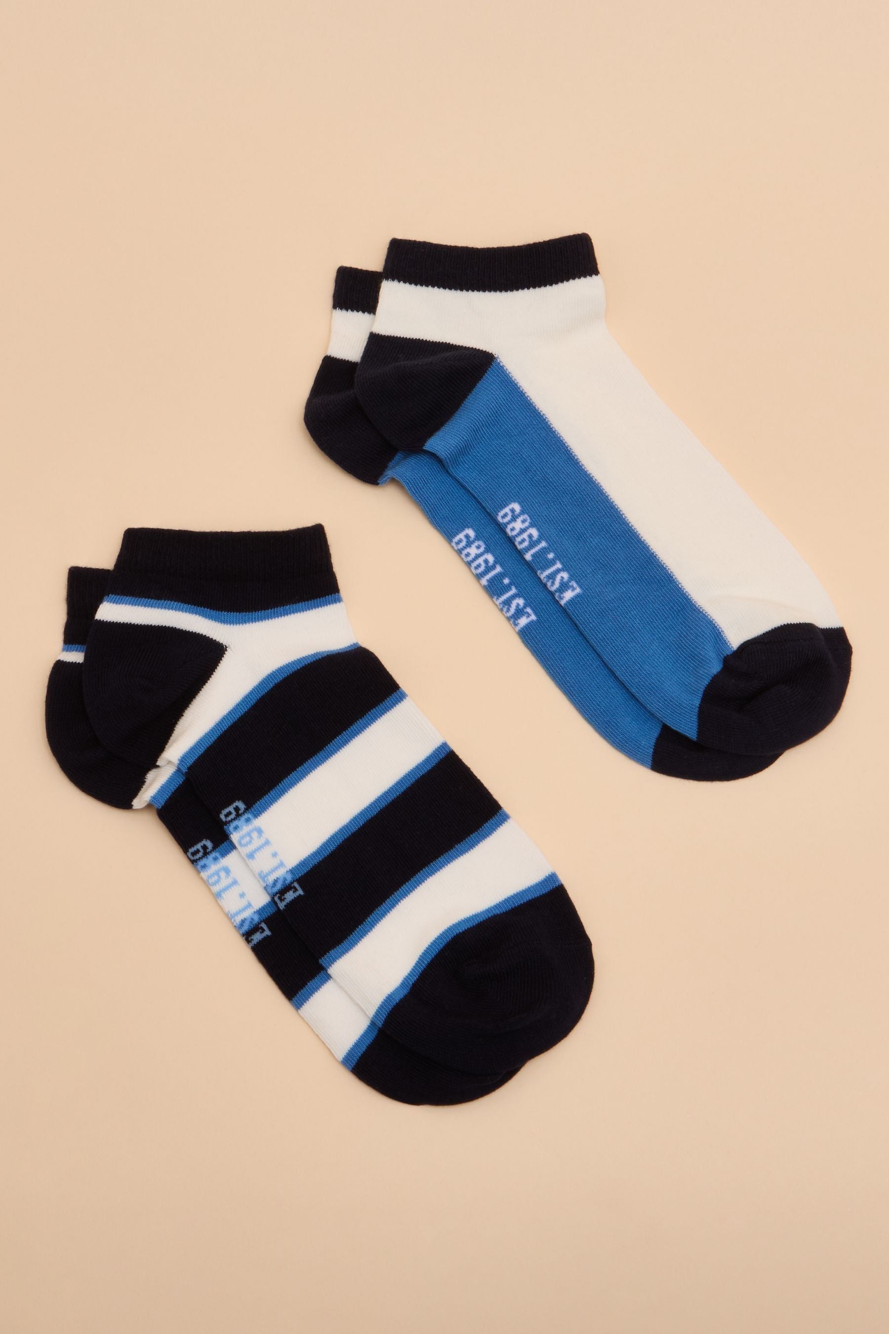 Joules - Men's Rilla Blue Pack of Two Trainer Socks