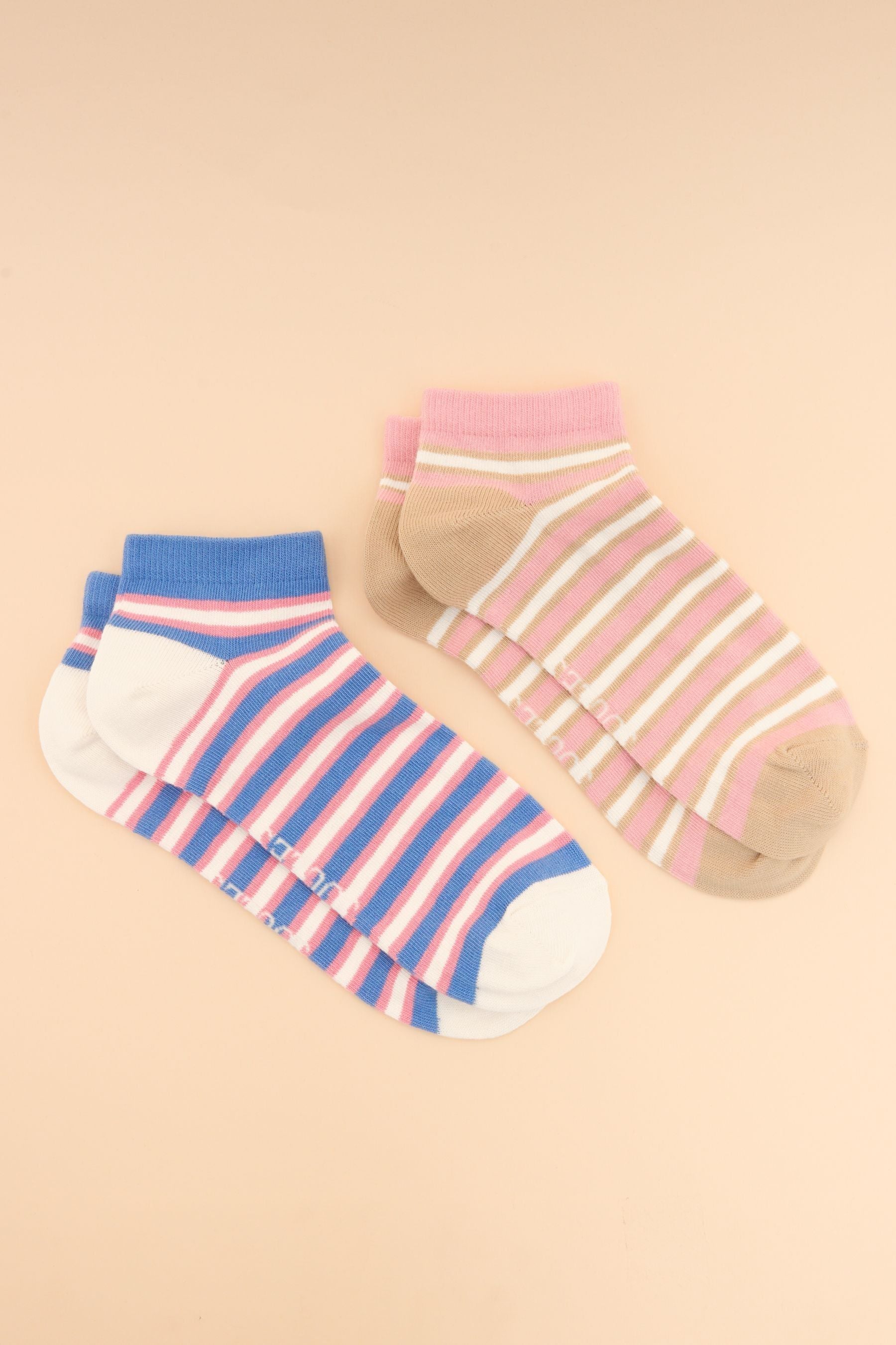 Joules - Rilla Blue-Pink Pack of Two Trainer Socks