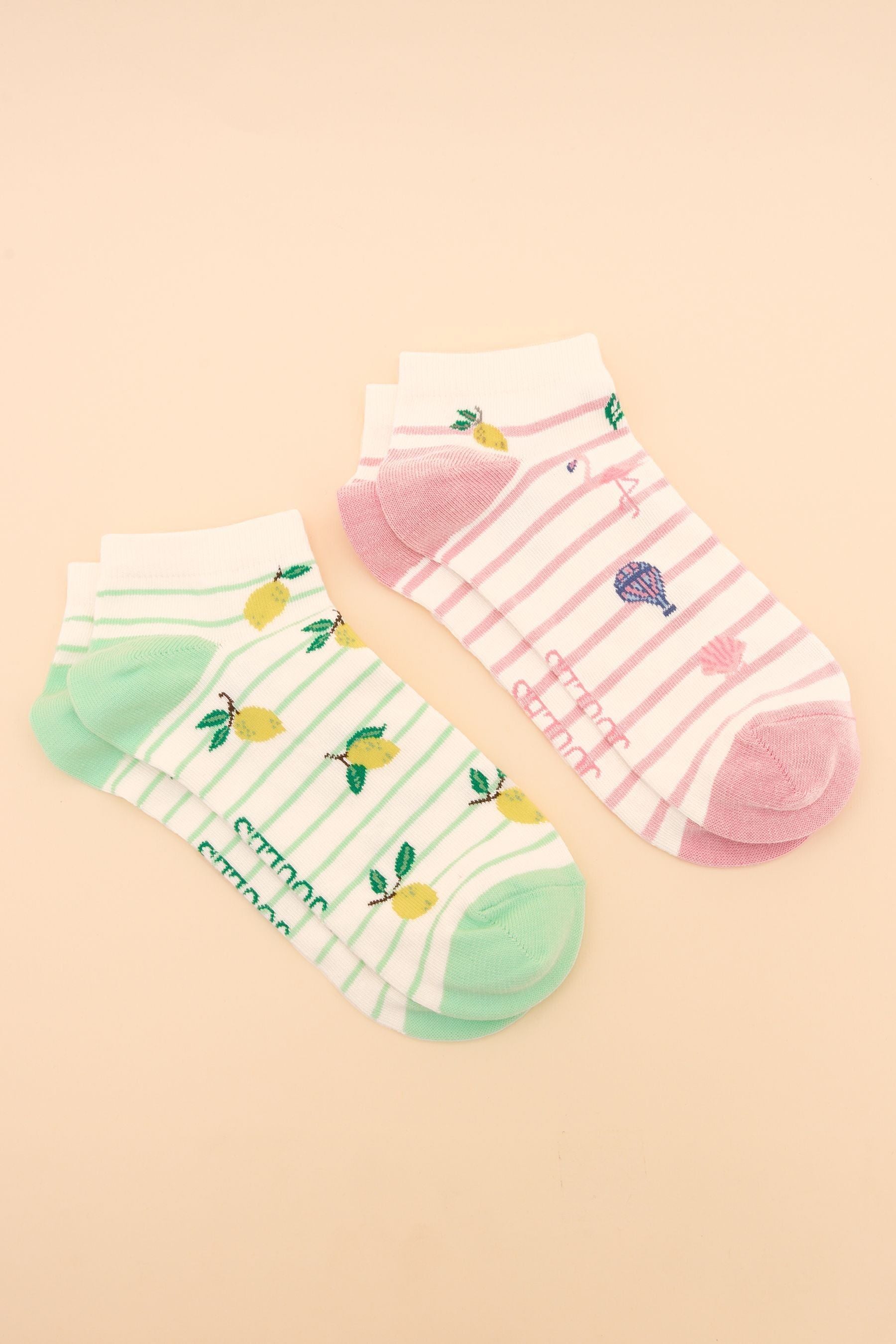 Joules - Rilla Lemon Yellow Pack of Two Trainer Socks