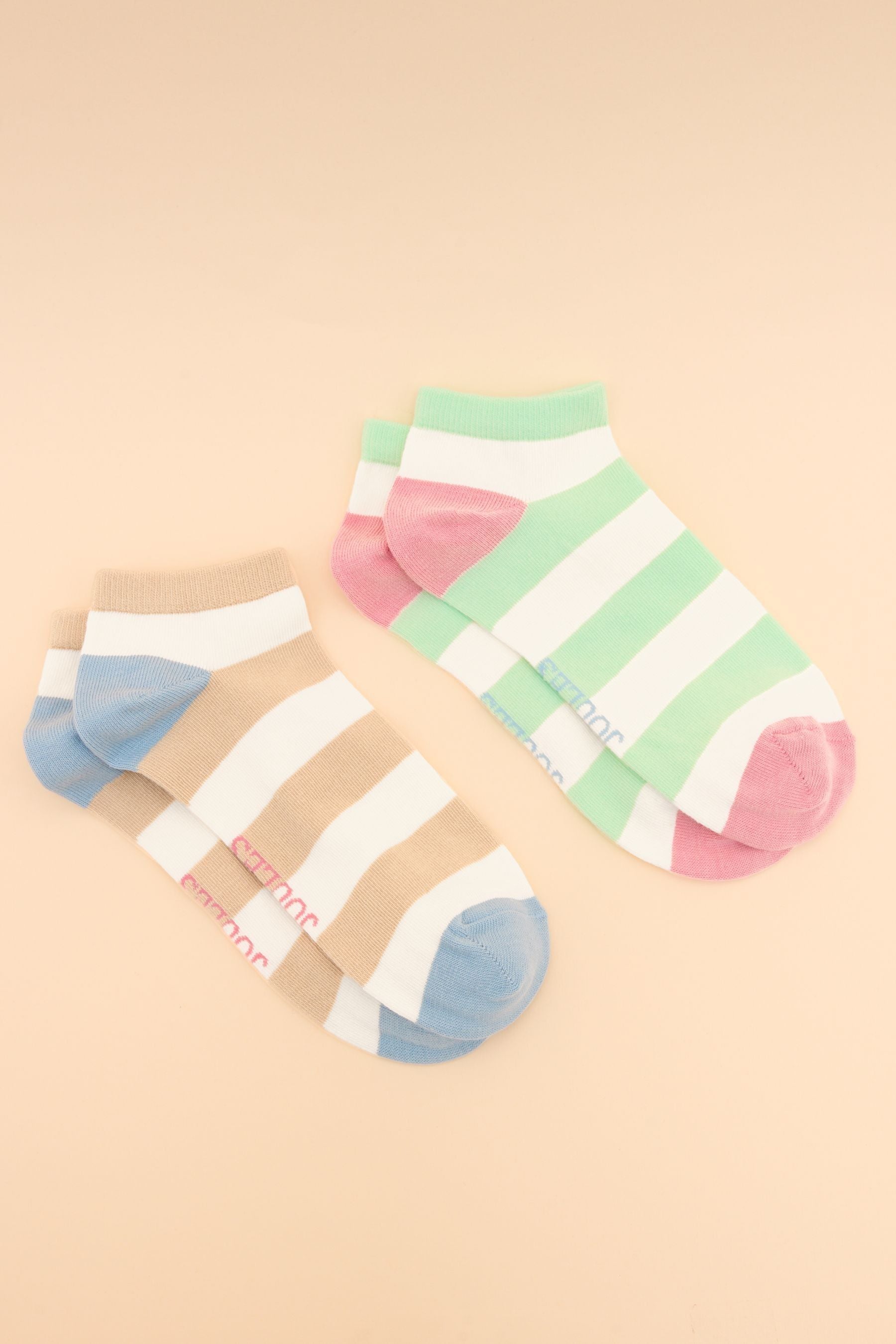 Joules - Rilla Cream-Blue Pack of Two Trainer Socks
