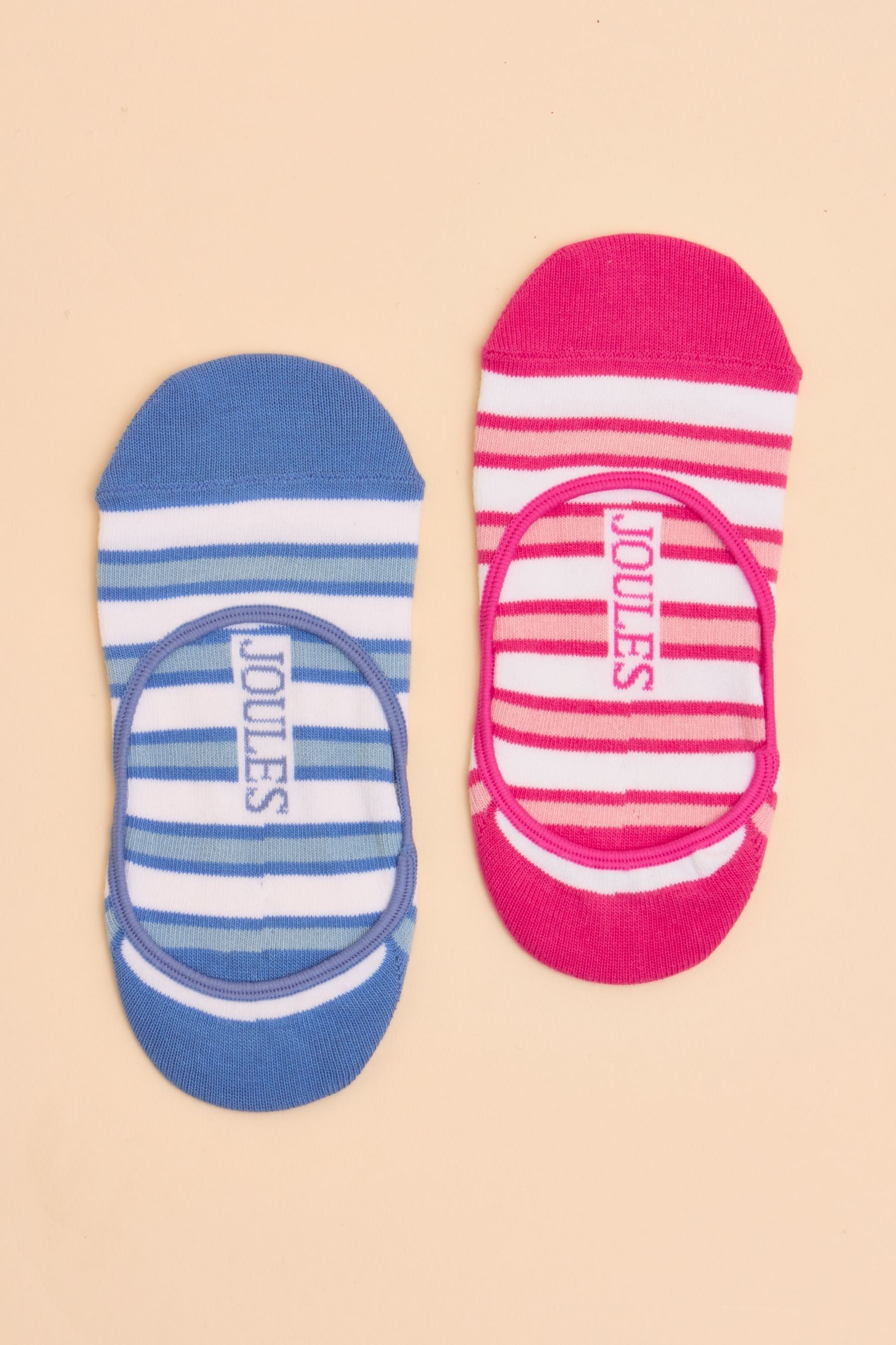 Joules - Bessie Pink-Blue Pack of Two Invisible Socks
