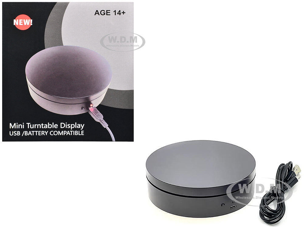 Mini Turntable Rotating Display Stand 4.75" with Black Base for 1-64 Scale Model Cars