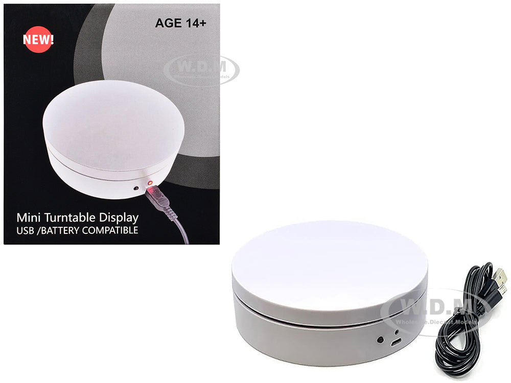 Mini Turntable Rotating Display Stand 4.75" with White Base for 1-64 Scale Model Cars