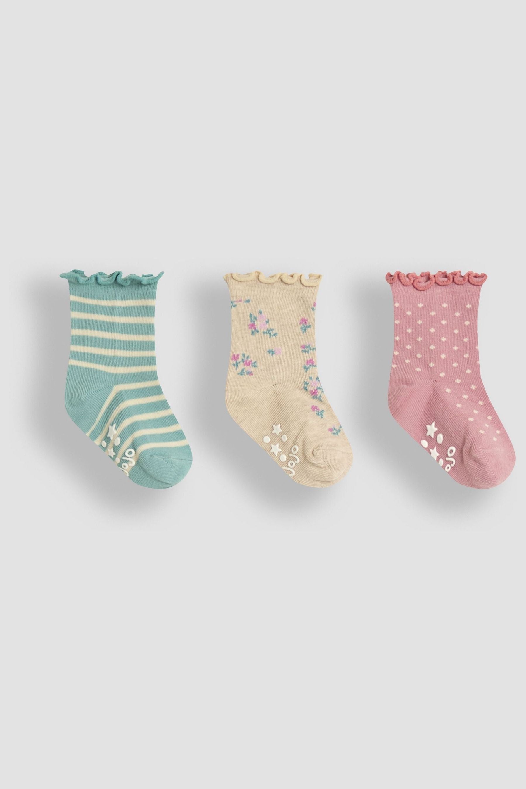 Duck Egg Floral Socks 3 Pack 2-4 Yrs