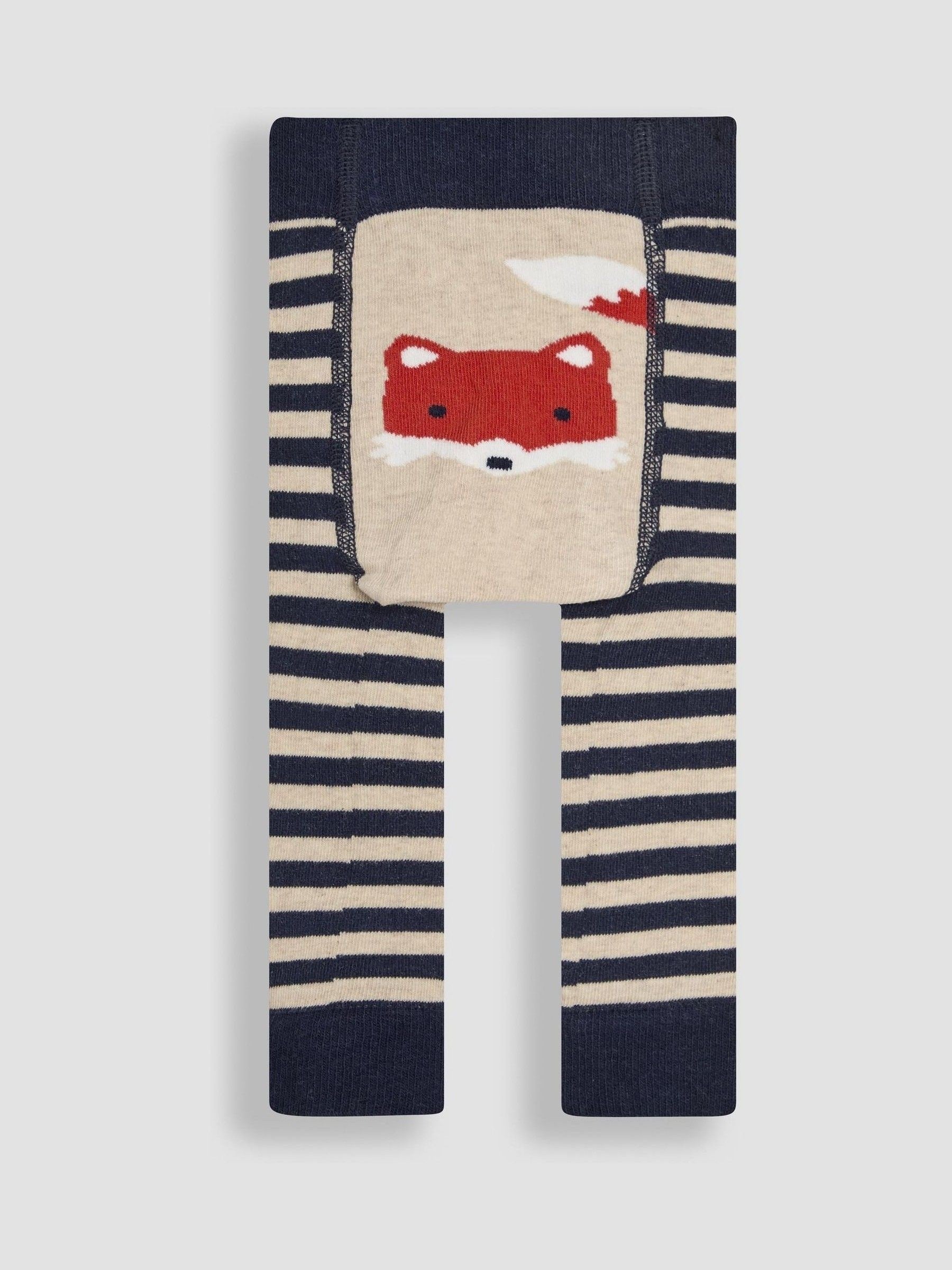 Navy Stripe Fox Knitted Leggings 6-12 Mths