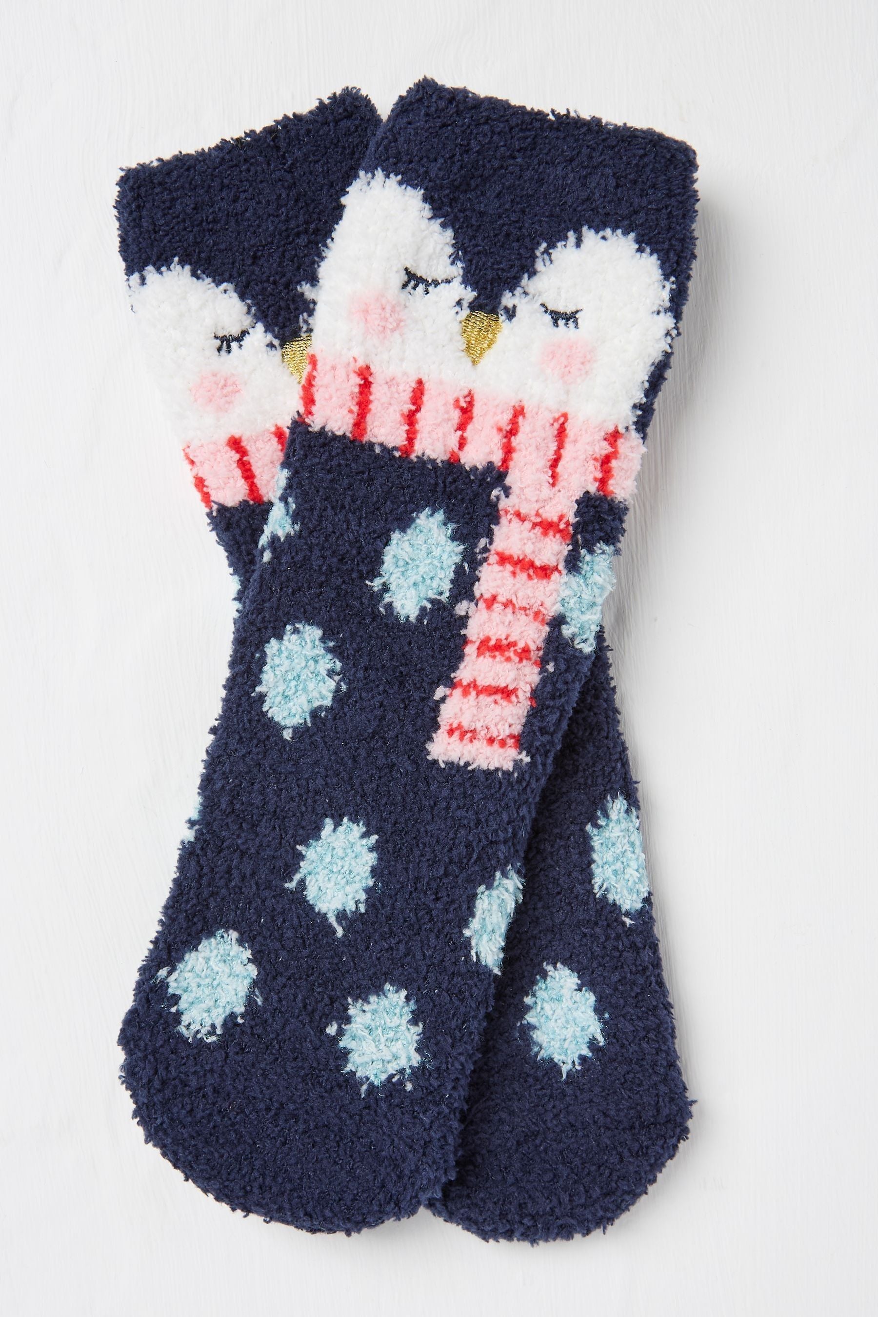 Fat Face - Navy Penguin Fluffy Socks