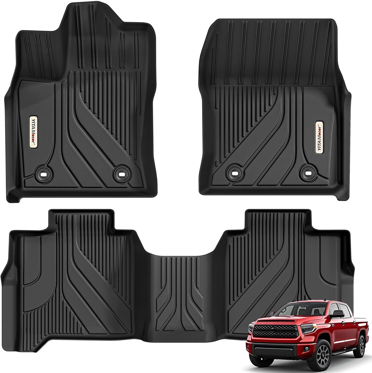 2022-2025 Toyota Tundra CrewMax Floor Mats | All-Weather TPE Liners - Front & Rear Rows