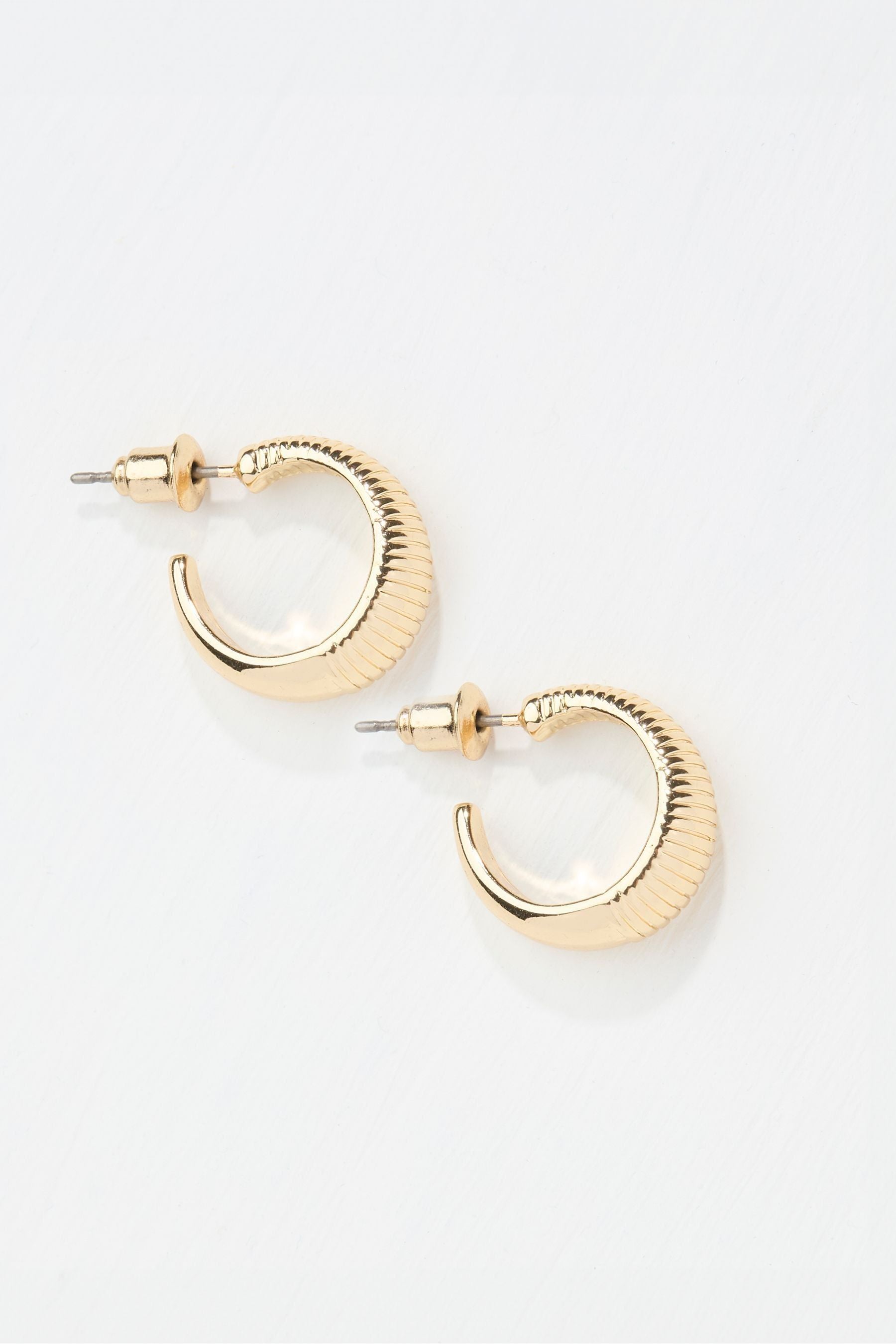 Fat Face - Gold Tone Textured Hoops Earrings