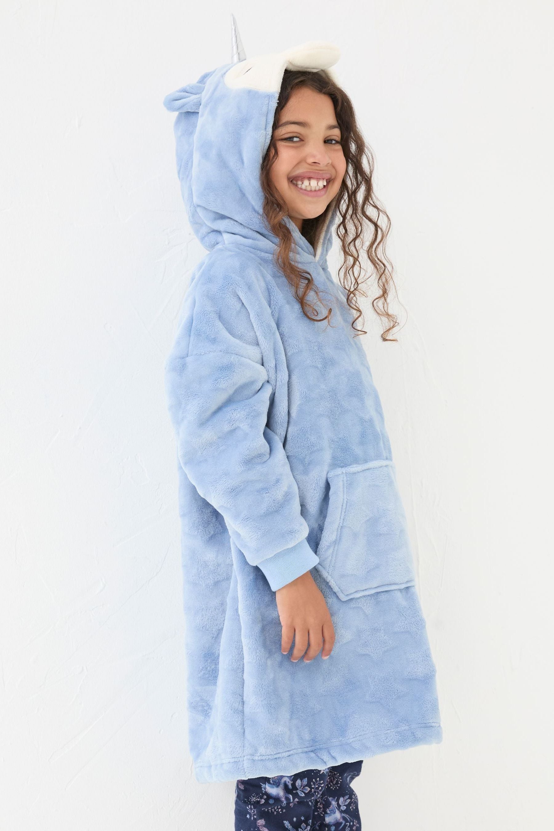 Fat Face - Blue Unicorn Oversized Hoodie