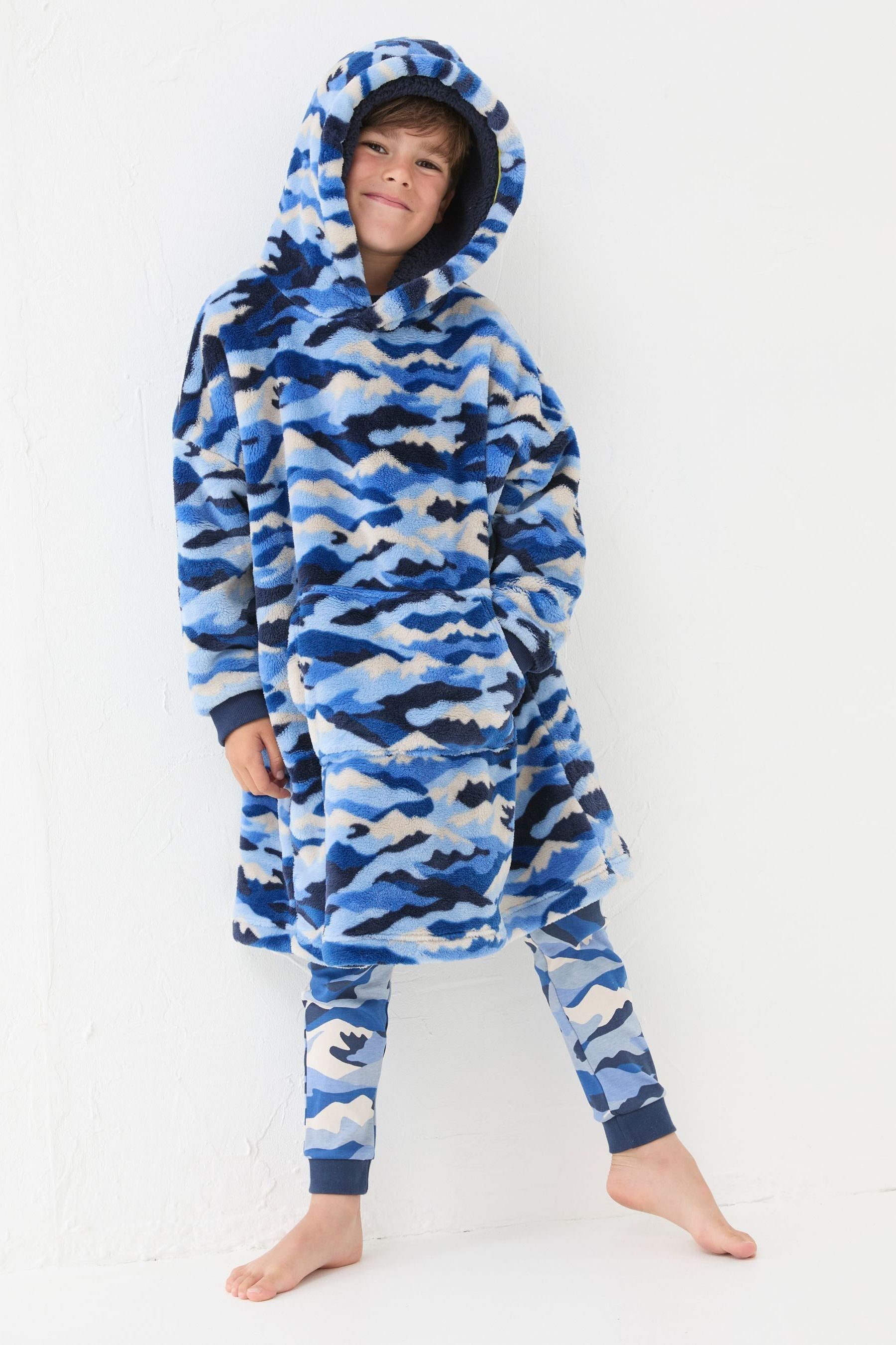 Fat Face - Camo Navy Blue Oversized Hoodie