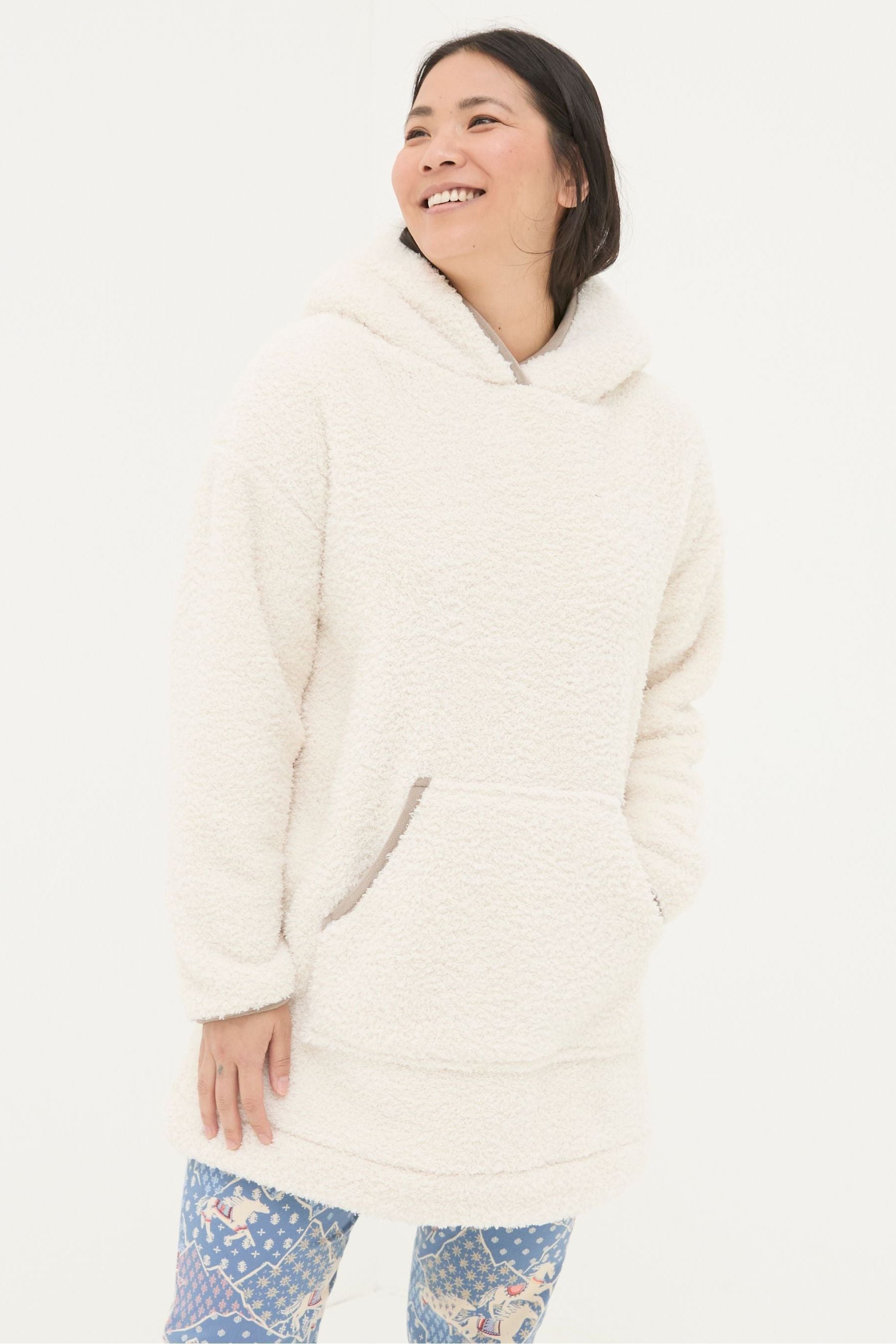 Fat Face - Snuggle Ivory Borg Hoodie