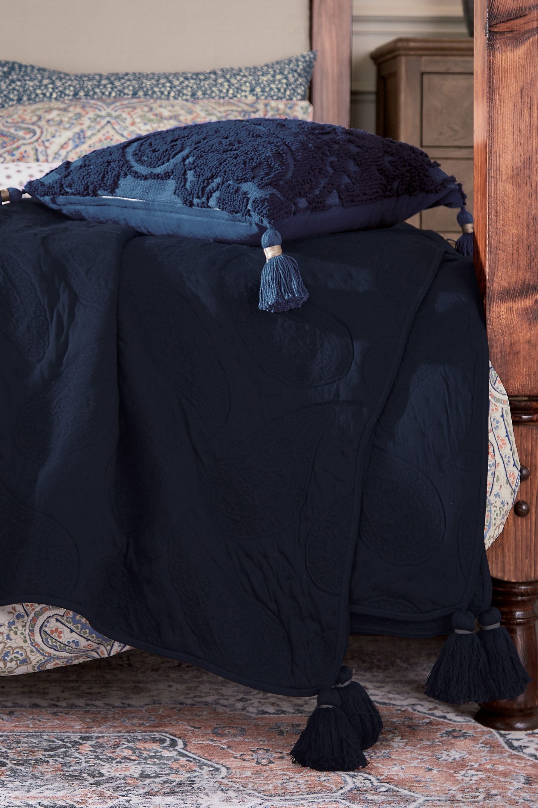 Joules - Tapestry Blue 100% Cotton Throw